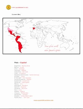 Spanish Speaking Countries Map Worksheet Lovely Spanish Speaking Countries and Capitals Quiz Worksheet