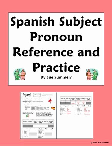 Spanish Subject Pronouns Worksheet Awesome 1000 Images About Spanish Pronombres On Pinterest