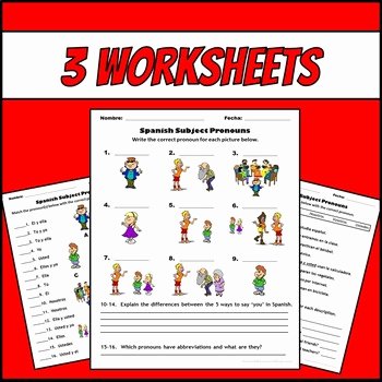 Spanish Subject Pronouns Worksheet New Spanish Subject Pronouns Picture Notes and Practice