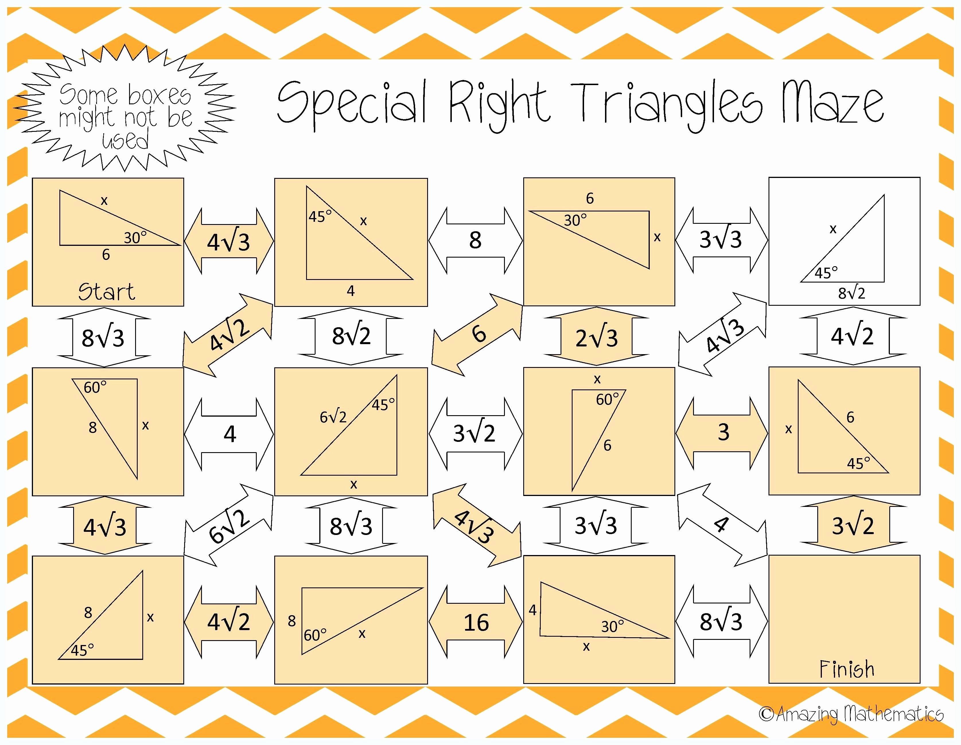 Special Right Triangles Practice Worksheet Fresh Special Right Triangles Maze