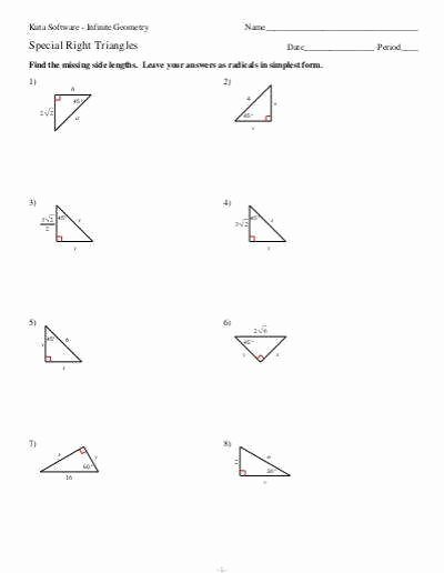 Special Right Triangles Worksheet Elegant Special Right Triangles Worksheet