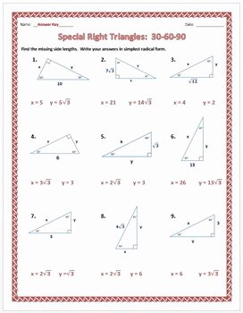 Special Right Triangles Worksheet Luxury Special Right Triangles 30 60 90 Practice Worksheet by Dr