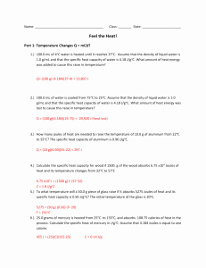Specific Heat Worksheet Answer Key Elegant Specific Heat and Heat Capacity Worksheet