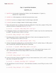 Specific Heat Worksheet Answers Fresh Specific Heat Ws Answers Name Answer Key Date Chp 2 1