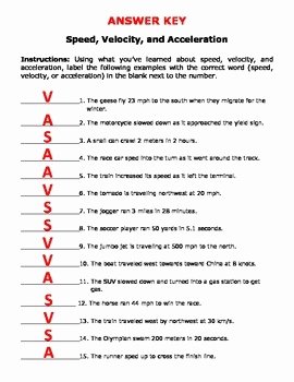 Speed and Velocity Worksheet Answers Elegant Speed Velocity and Acceleration by Jodi S Jewels