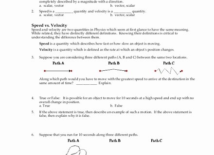Speed and Velocity Worksheet Answers Unique Speed Velocity Momentum Acceleration Velocity and