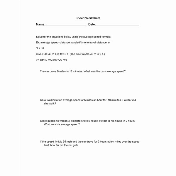 Speed and Velocity Worksheet Inspirational 16 Best Of Speed and Motion Worksheet Speed and