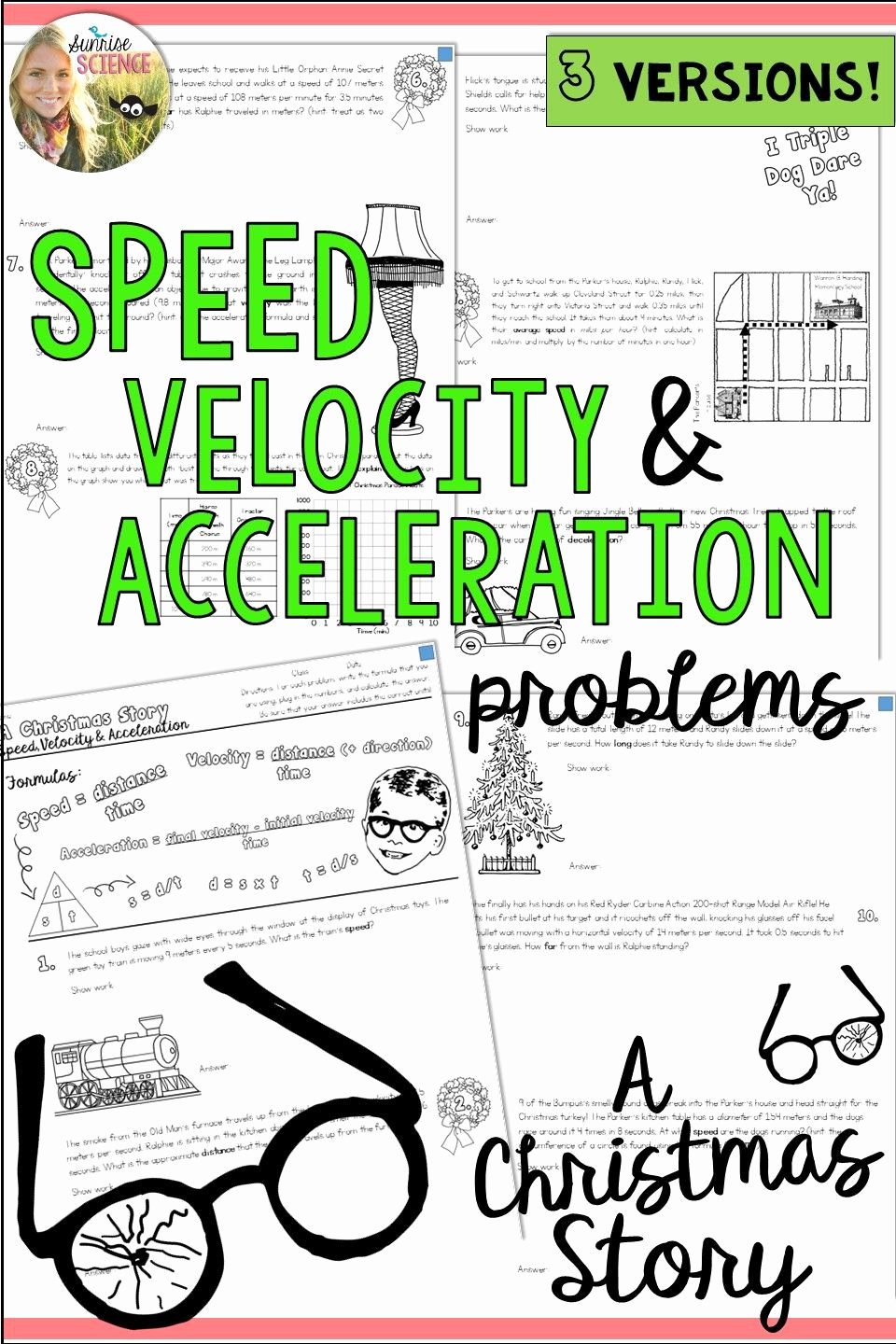 Speed Practice Problems Worksheet Awesome Speed Velocity Acceleration Motion A Christmas Story