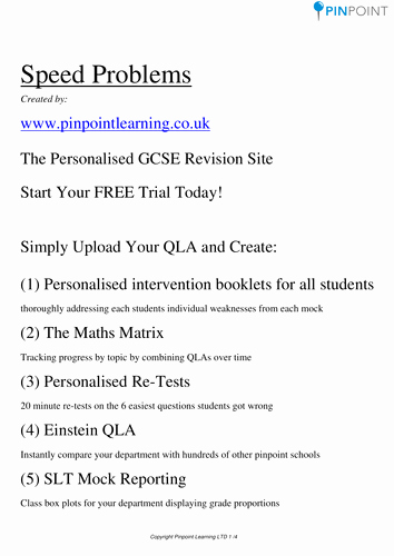 Speed Problem Worksheet Answers Awesome Average Speed Problems Gcse Worksheet by Pinpoint Learning