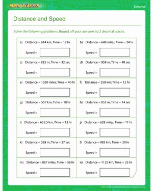 Speed Problem Worksheet Answers New Distance and Speed – Distance Printable for Kids – Math