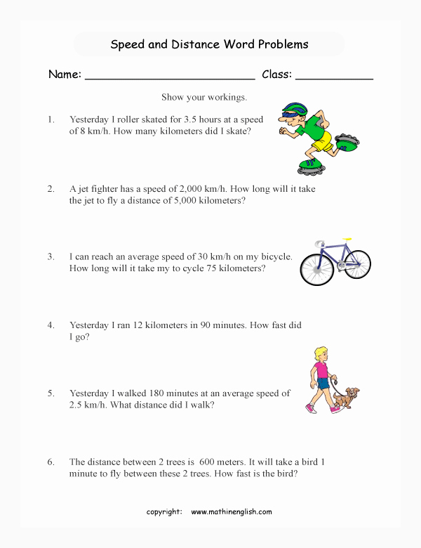 Speed Time and Distance Worksheet New Printable Primary Math Worksheet