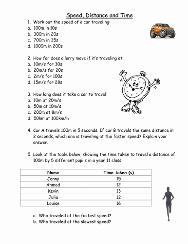 Speed Time and Distance Worksheet New Speed Distance and Time Worksheet by Jlcaseyuk Uk