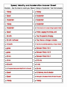 Speed Velocity and Acceleration Worksheet Best Of Speed Velocity &amp; Acceleration Task Cards by Science