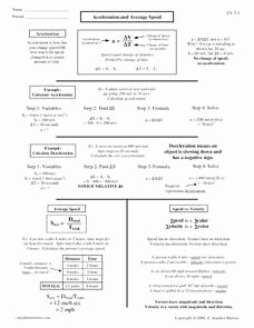 Speed Velocity and Acceleration Worksheet Luxury Acceleration and Average Speed Worksheet for 9th 12th