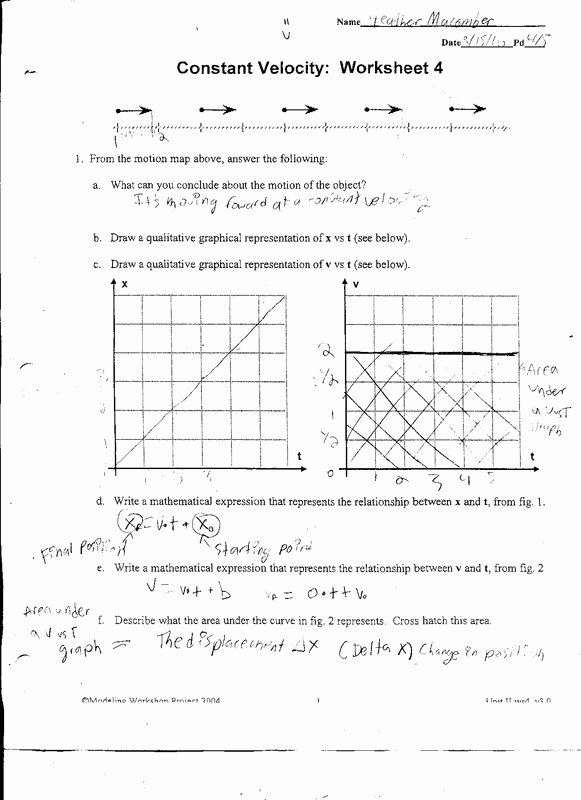 Speed Vs Time Graph Worksheet New Physics Heather Ma Ber S Dp