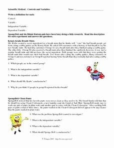 Spongebob Scientific Method Worksheet Awesome Scientific Method Control and Variables 5th 7th Grade