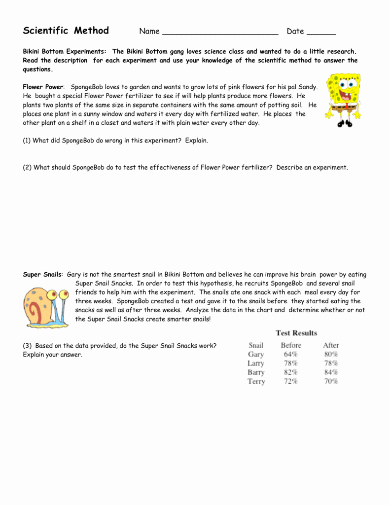 Spongebob Scientific Method Worksheet Lovely Worksheet Spongebob Scientific Method Worksheet Grass