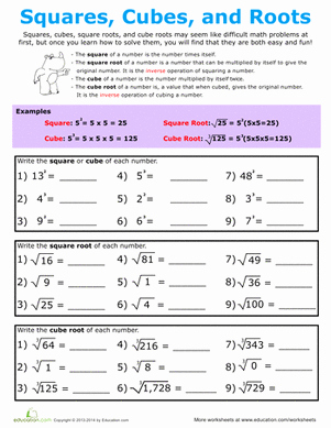 Square and Cube Roots Worksheet Awesome Building Exponents Squares Cubes and Roots