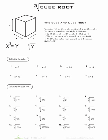 Square and Cube Roots Worksheet Awesome Cube Root
