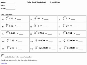 Square and Cube Roots Worksheet Fresh Cube Root Worksheets Reviewed by Teachers