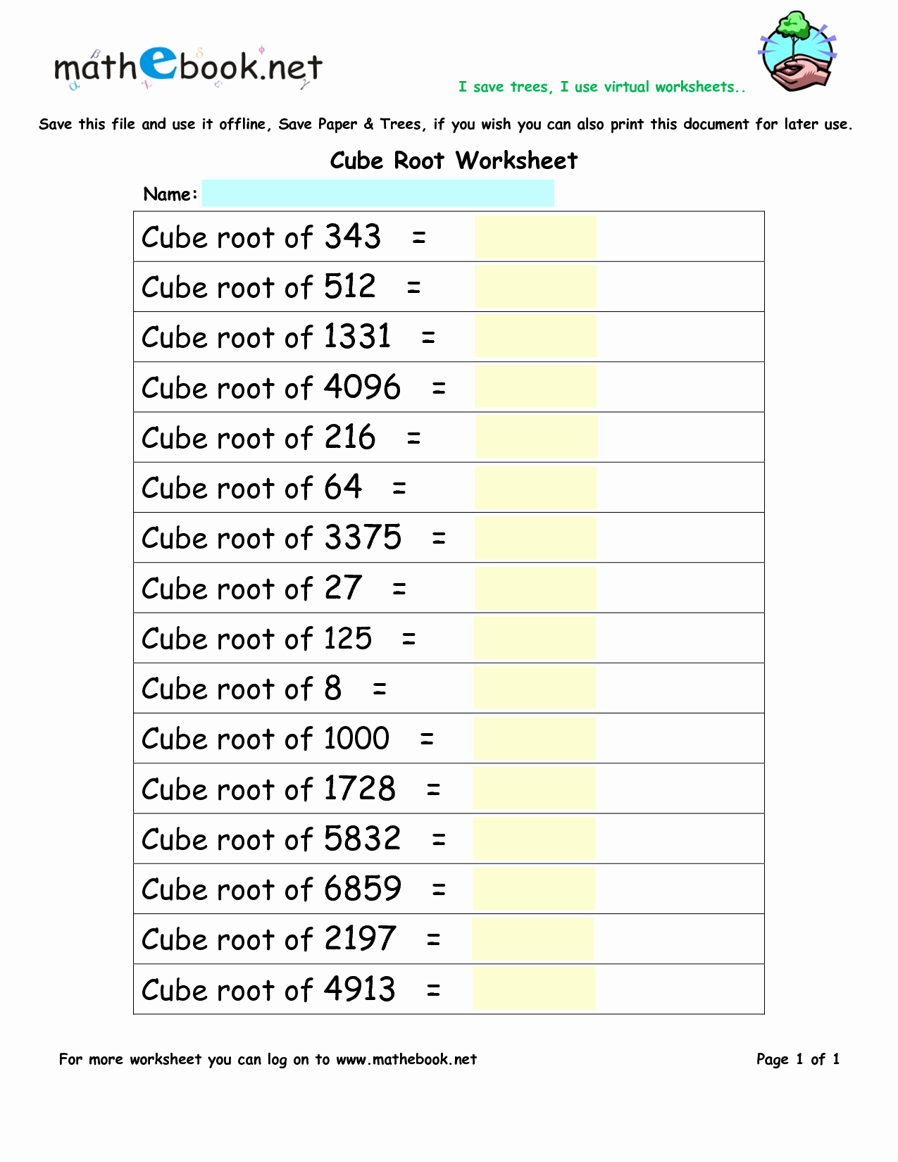 Square and Cube Roots Worksheet Fresh Square Roots and Cube Roots Worksheet the Best Worksheets