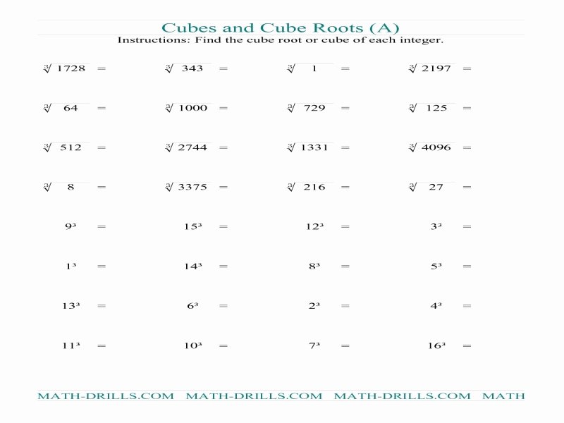 Square and Cube Roots Worksheet New Square and Cube Roots Worksheet Free Printable Worksheets