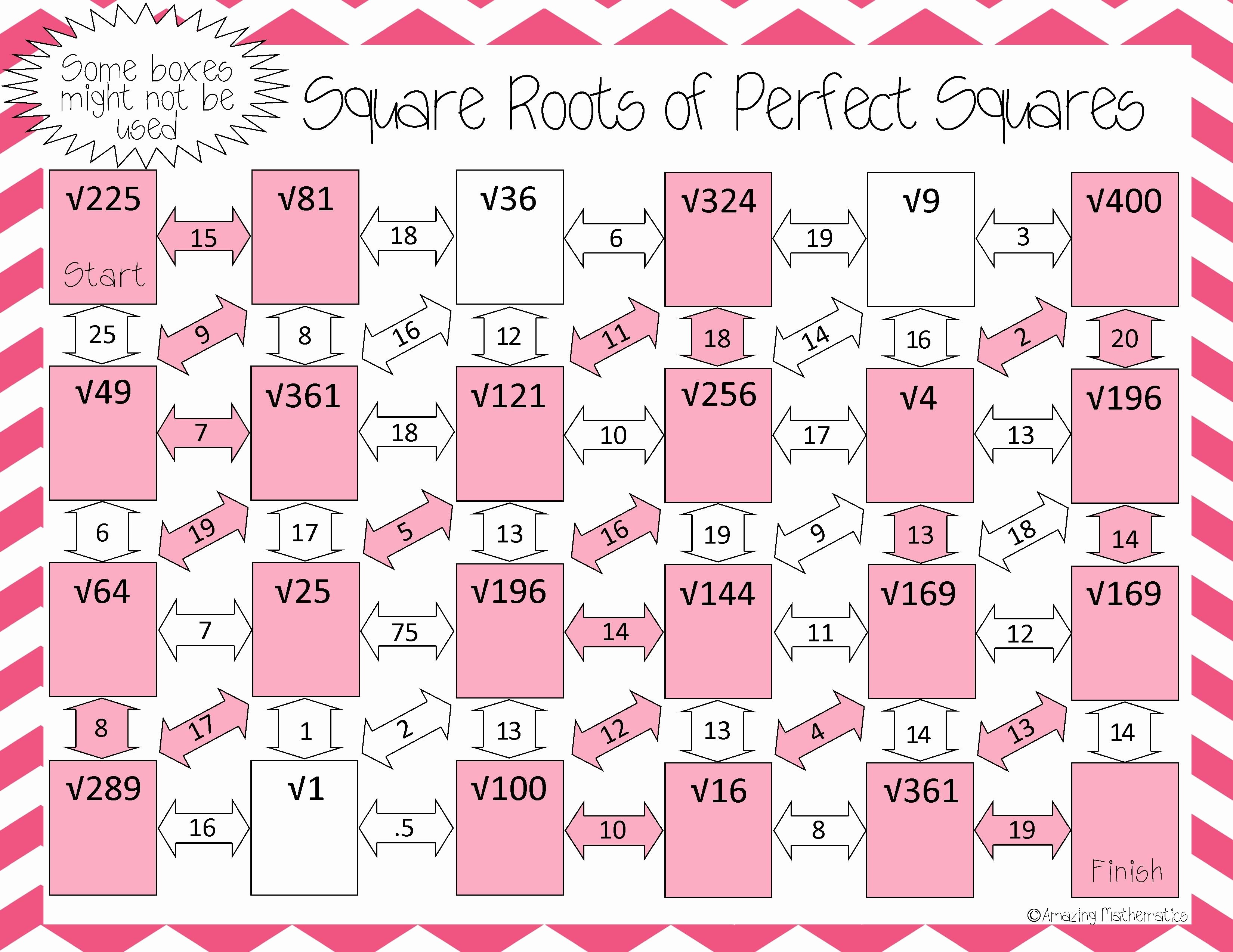 Square Root Practice Worksheet Beautiful Square Roots Of Perfect Squares Maze