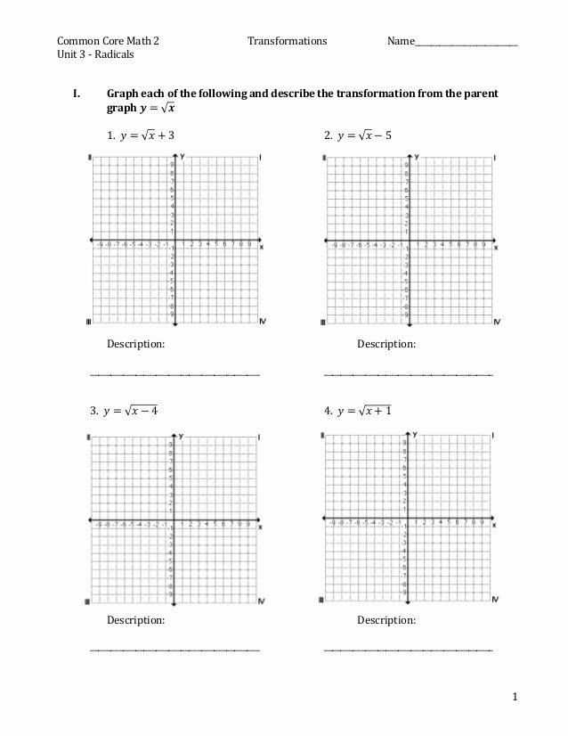 Square Root Practice Worksheet Best Of Practice for Square Root Graph &amp; Transformations