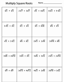 Square Root Worksheet Pdf Awesome Multiplying Square Roots Worksheet by Kevin Wilda