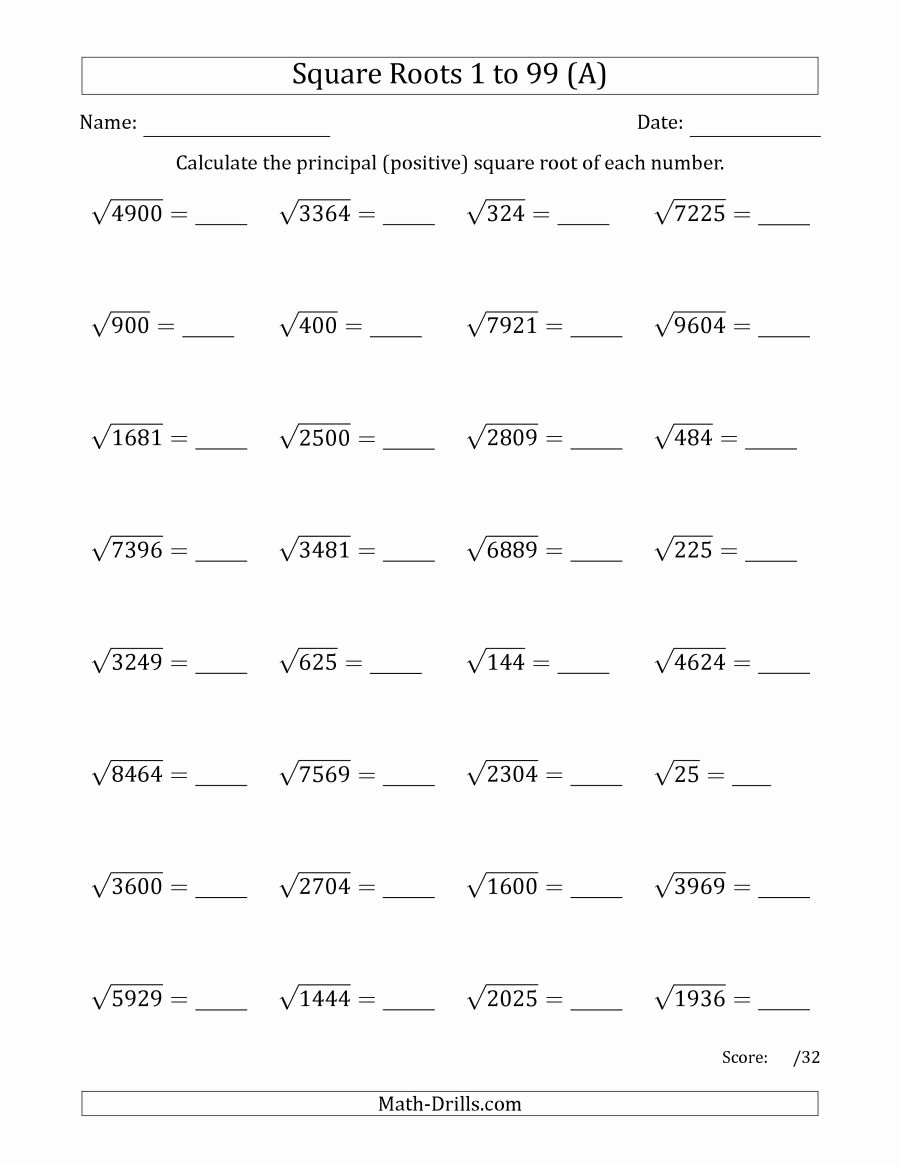 Square Root Worksheet Pdf Awesome Squares and Square Roots Worksheet Pdf the Best Worksheets