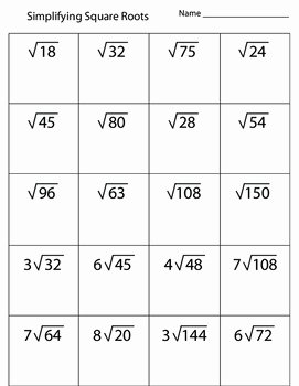 Square Root Worksheet Pdf Best Of Simplifying Square Roots Worksheet by Kevin Wilda