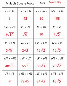 Square Root Worksheet Pdf Inspirational Multiplying Square Roots Worksheet by Kevin Wilda
