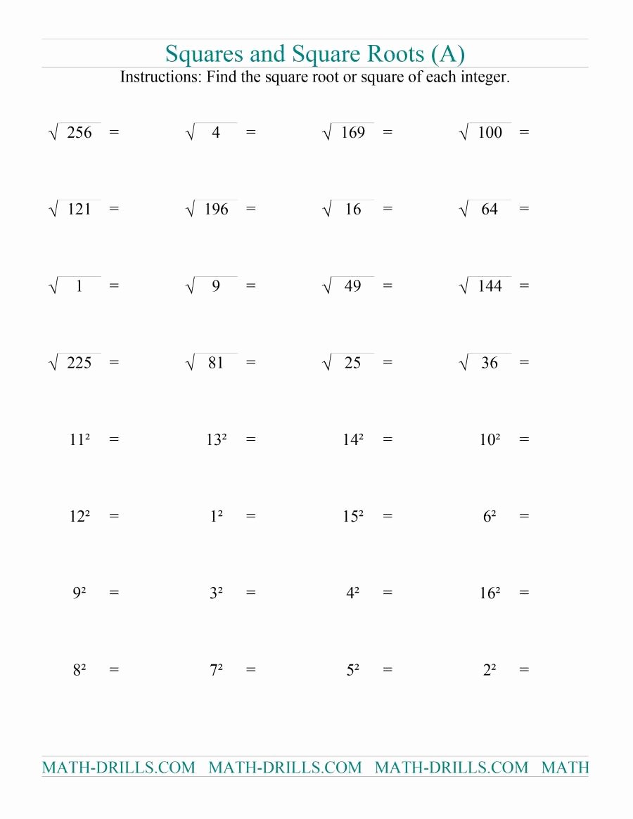 Square Root Worksheet Pdf Inspirational Squares and Square Roots A