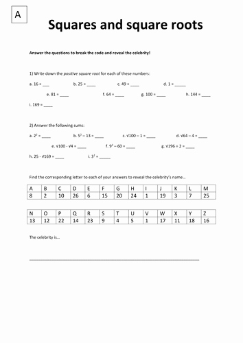 Square Root Worksheet Pdf Luxury Square Numbers Square Roots by Fionajones88 Teaching