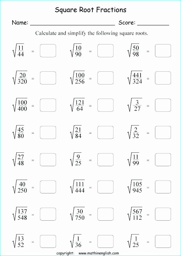 50 Square Root Worksheet Pdf