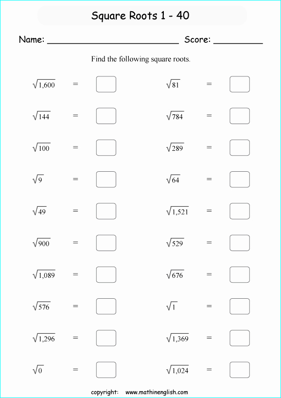 50 Squares And Square Roots Worksheet Chessmuseum Template Library