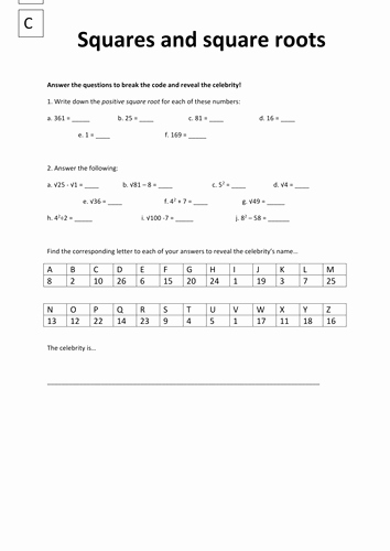 Squares and Square Roots Worksheet Luxury Square Numbers Square Roots by Fionajones88