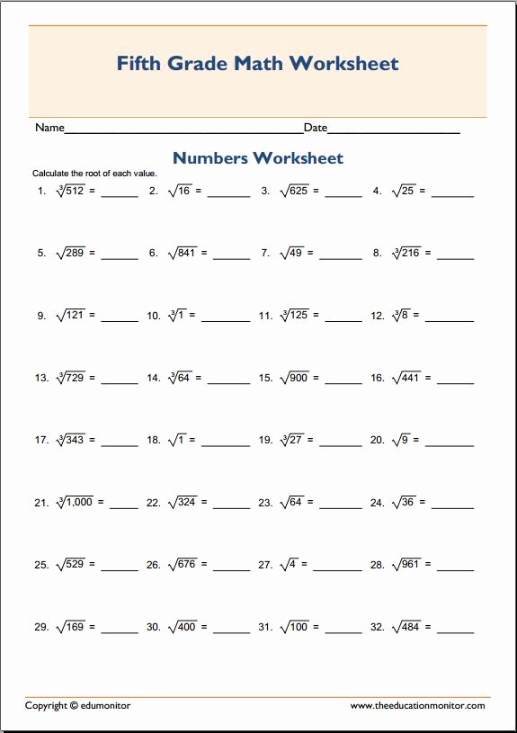 Squares and Square Roots Worksheet Unique Square and Cube Roots Worksheet Archives Edumonitor