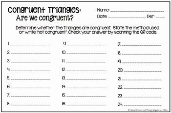 Sss Sas asa Aas Worksheet Best Of Triangle Congruence Task Cards by All Things Algebra
