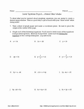 Stained Glass Windows Worksheet Best Of Graphing Linear Equations Stained Glass Window Project