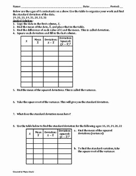 Standard Deviation Worksheet with Answers Beautiful Introduction to Standard Deviation Worksheet Teaching