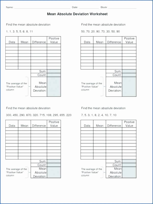 Standard Deviation Worksheet with Answers Inspirational Mean Worksheets with Answers