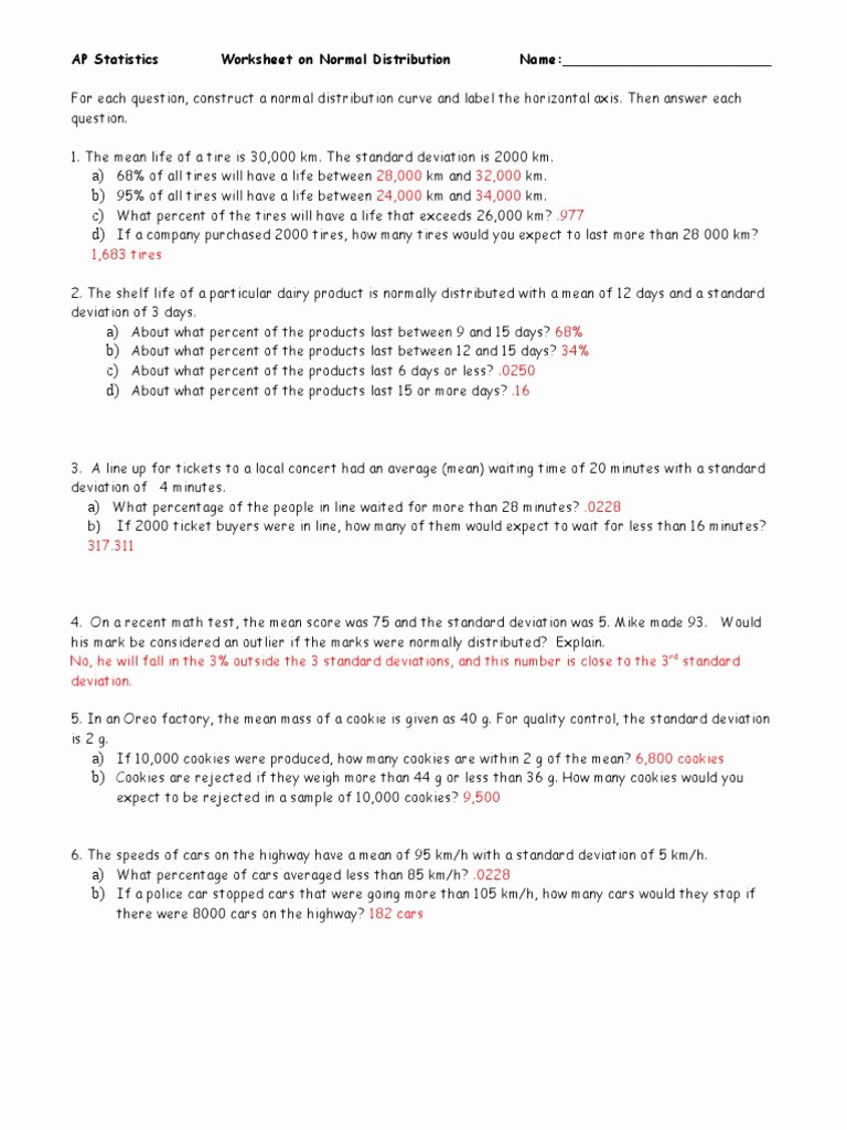 Standard Deviation Worksheet with Answers Luxury 34 Z Score Worksheet Answers