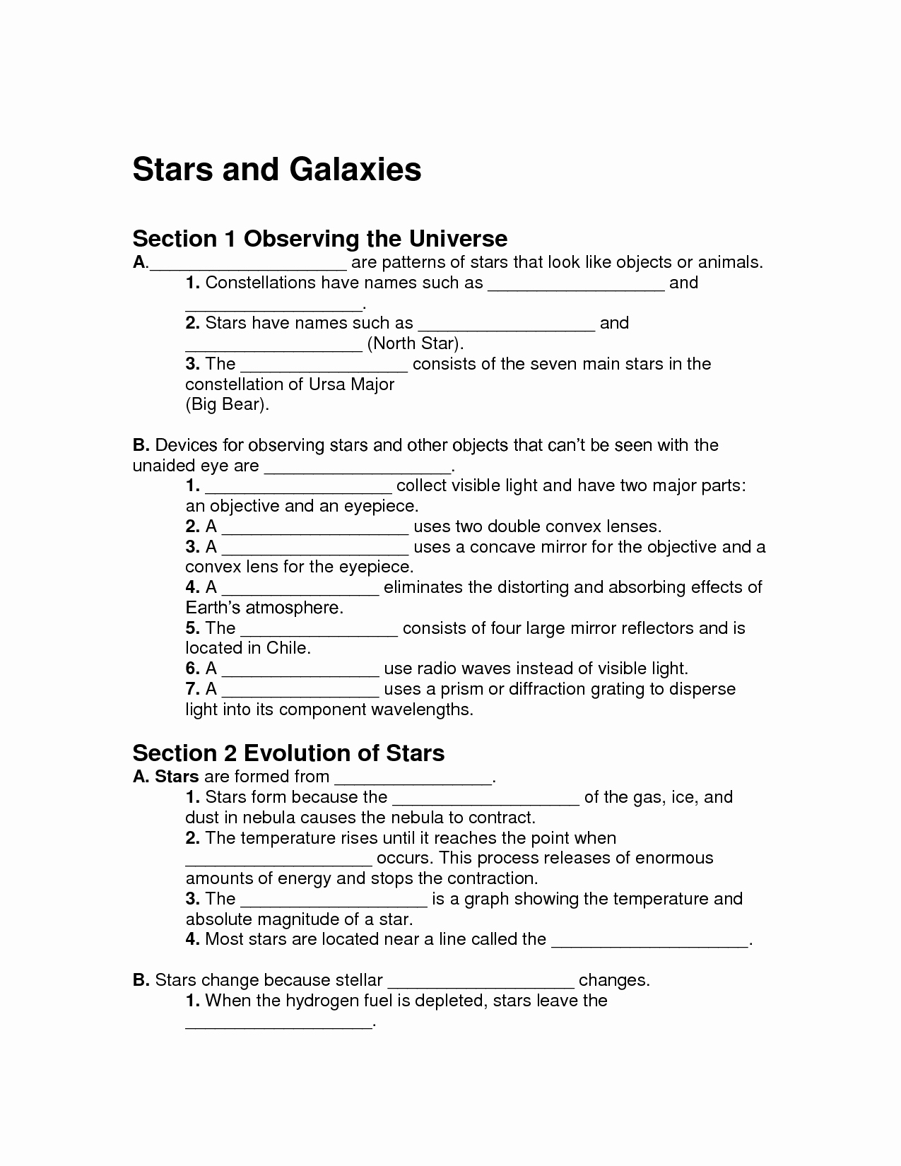 Stars and Galaxies Worksheet Answers Best Of Stars and Galaxies Note Taking Worksheet Answers