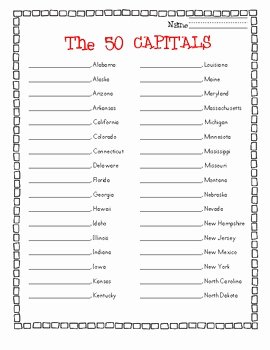 States and Capitals Matching Worksheet Awesome 50 States &amp; Capitals [activity Sheet] by Tami Teaches