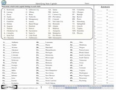 States and Capitals Matching Worksheet Best Of Printable Us States and Capitals Quiz