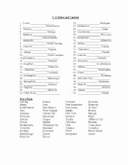 States and Capitals Matching Worksheet Fresh 11 Best Of 50 States and Capitals List Worksheet