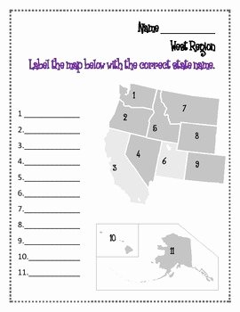 States and Capitals Matching Worksheet Fresh West Region Worksheets and Flashcards Matching Label