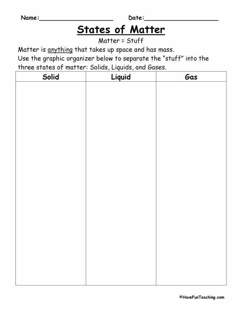 States Of Matter Worksheet Answers Fresh Resource Science