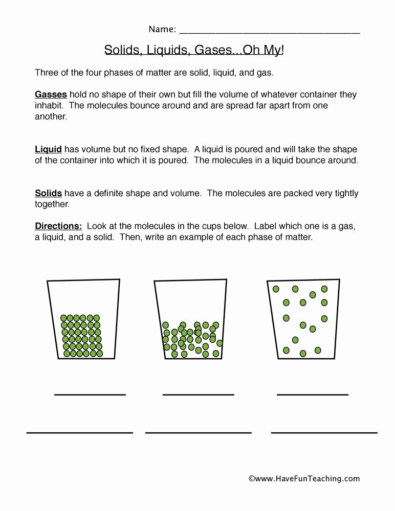 States Of Matter Worksheet Answers Lovely States Of Matter Examples Worksheet
